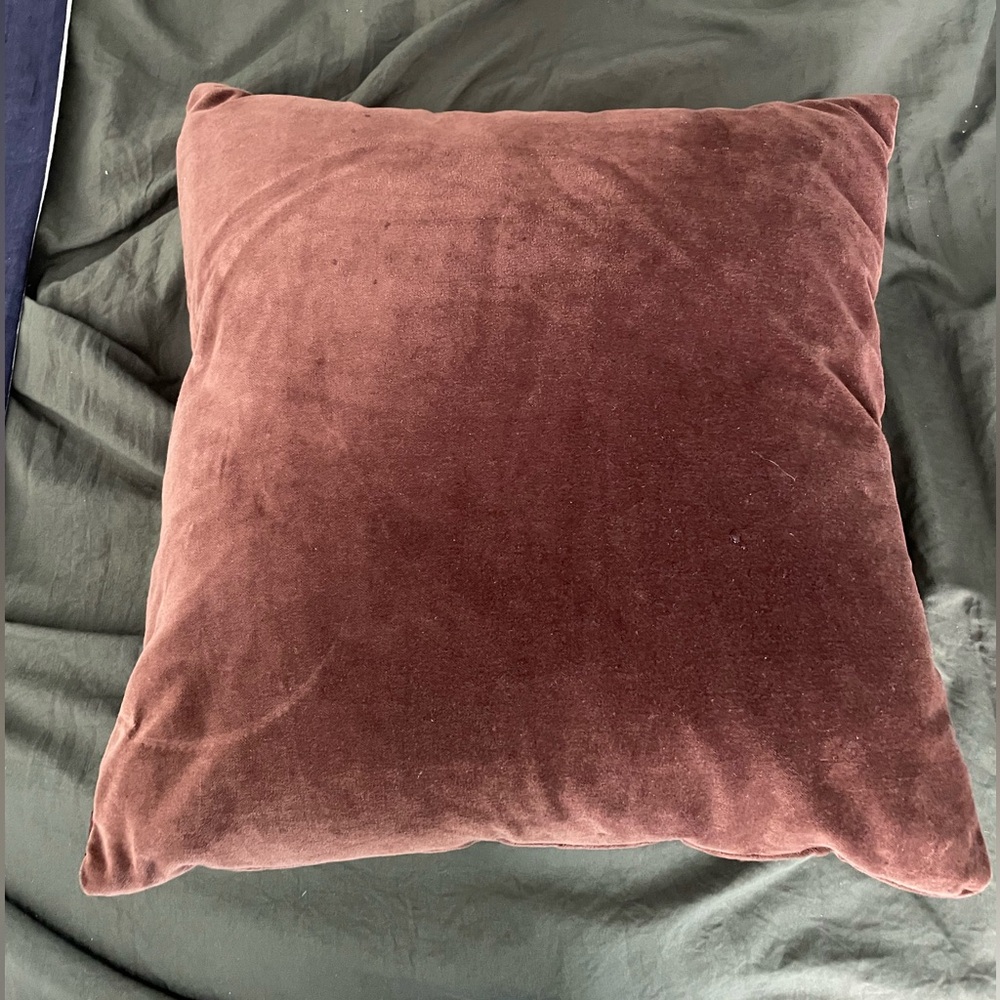 Cotton Velvet Brown Square Throw Pillow